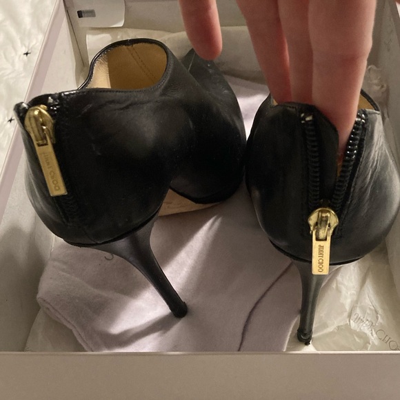 Jimmy Choo Blk Sz 38 Leather Platform Ankle Boots - Picture 2 of 7